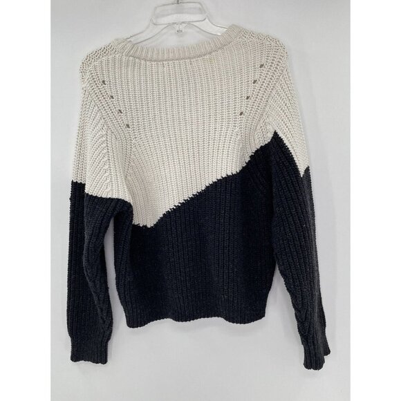Hansel From Basel Anthropologie Chunky Knit Sweater Size 1 Wood Blnd Color Block - Picture 2 of 10